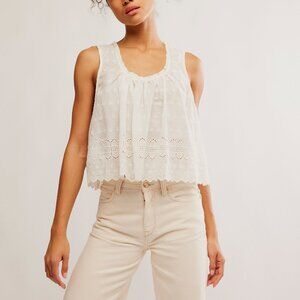 FREE PEOPLE Marina Eyelet Tank / Clean Ivory NWT